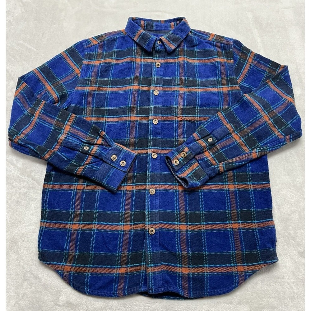 Prana Flannel Shirt Men Small Multicolor Plaid Regular Button Up Organic Cotton
